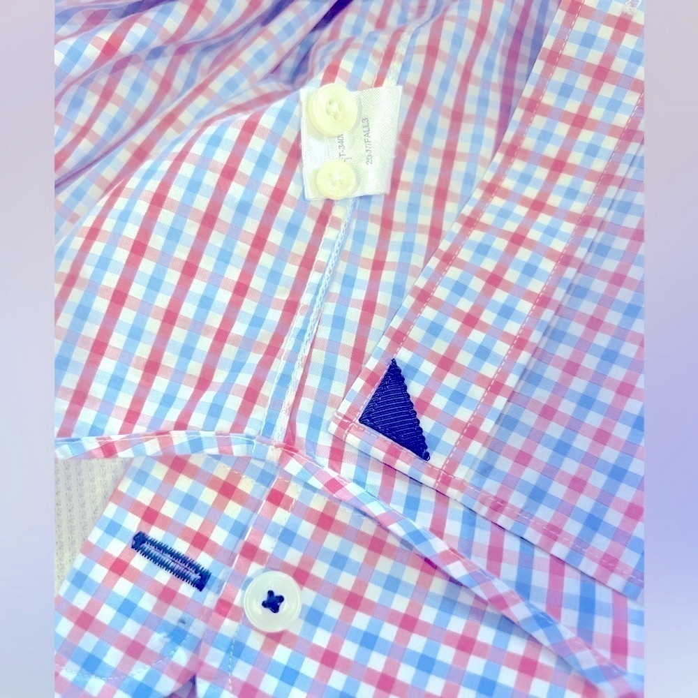 UNTUCKit Boys Size 14 Long Sleeve 100% Cotton Blue and Pink Plaid Pattenn - Picture 7 of 11